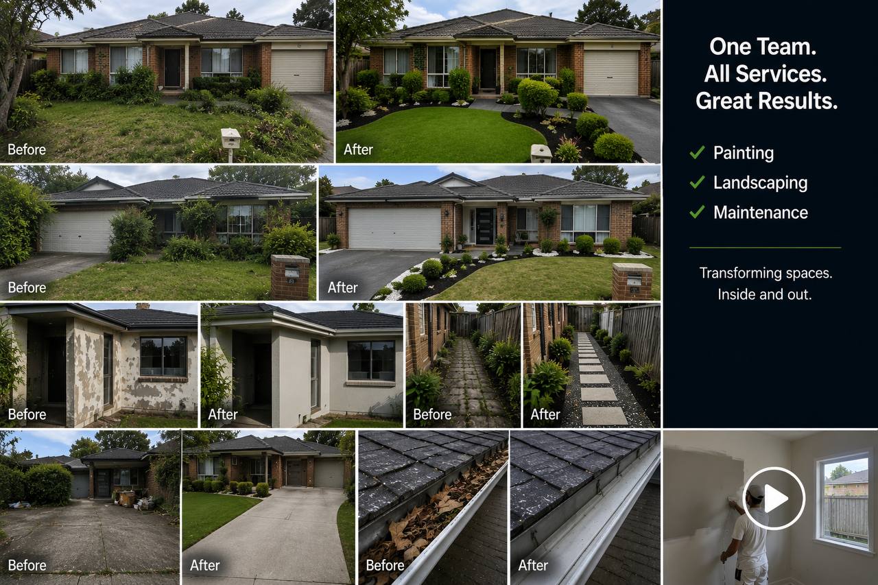Melbourne front yard landscaping and exterior painting before and after by A.S Group