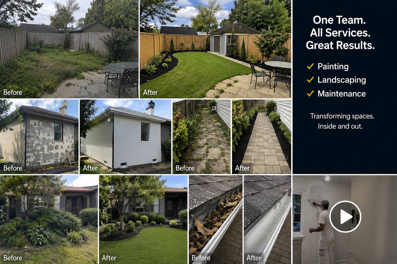 Backyard makeover, exterior painting and pathway paving before and after in Melbourne